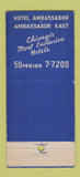 Matchbook Cover - Ambassador Hotels Chicago IL BLUE 30 Stick