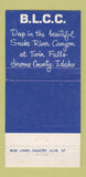 Matchbook Cover - Blue Lakes Country Club Twin Falls ID WEAR 30 Strike