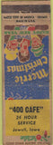 Matchbook Cover - 400 Cafe Jewell IA POOR