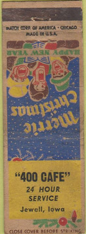 Matchbook Cover - 400 Cafe Jewell IA POOR