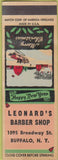 Matchbook Cover - Leonard's Barber Shop Buffalo NY