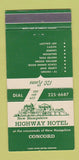 Matchbook Cover - New Hampshire Highway Hotel Concord NH 30 Strike