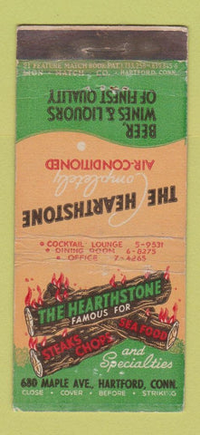 Matchbook Cover - The Hearthstone Restaurant Hartford CT WEAR 21 Strike Feature