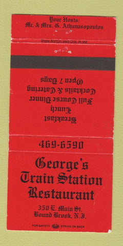 Matchbook Cover George's Train Station Restaurant Bound Brook NJ WEAR 30 Strike
