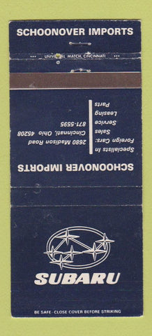 Matchbook Cover - Schoonover Subaru Cincinnati OH WEAR 30 Strike