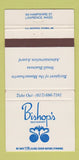 Matchbook Cover - Bishop's Restaurant Lawrence MA 30 Strike