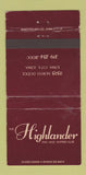 Matchbook Cover - The Highlander Inn Supper Club Iowa City IA 30 Strike