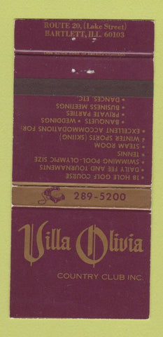 Matchbook Cover - Villa Olivia Country Club Bartlett IL 30 Strike