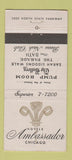 Matchbook Cover - Ambassador Hotels Chicago IL WHITE 30 Stick