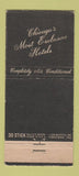 Matchbook Cover - Ambassador Hotels Chicago IL WHITE 30 Stick
