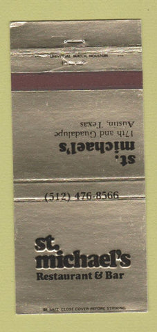 Matchbook Cover - St Michael's Restaurant Bar Austin TX 30 Strike