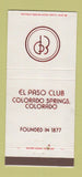 Matchbook Cover - El Paso Club Colorado Springs 30 Strike