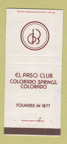 Matchbook Cover - El Paso Club Colorado Springs 30 Strike