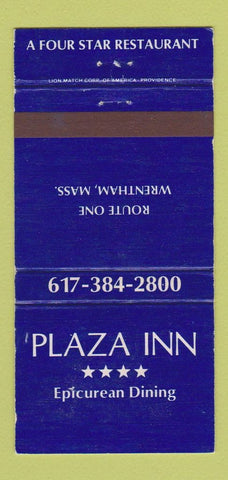 Matchbook Cover - Plaza Inn Wrentham MA WEAR 30 Strike
