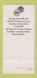 Matchbook Cover - 1st Federal Savings and Loan Berwyn IL 30 Strike