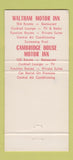 Matchbook Cover - Cambridge House Cambridge MA Waltham 30 Strike