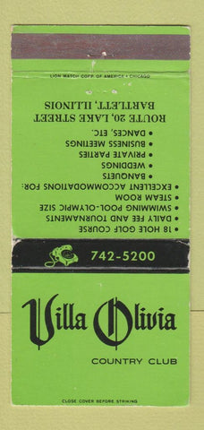 Matchbook Cover - Villa Olivia Country Club Bartlett IL WEAR 30 Strike