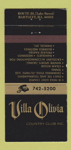 Matchbook Cover - Villa Olivia Country Club Bartlett IL 30 Strike