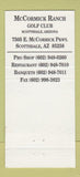 Matchbook Cover - McCormick Ranch Golf Club Scottsdale AZ 30 Strike