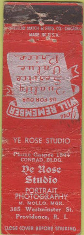 Matchbook Cover - De Rose Studio Photography Providence RI POOR