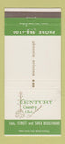 Matchbook Cover - Century Country Club Phoenix AZ 30 Strike