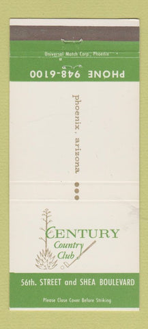 Matchbook Cover - Century Country Club Phoenix AZ 30 Strike