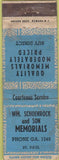 Matchbook Cover - Schoenrock Memorials headstones ST Paul MN