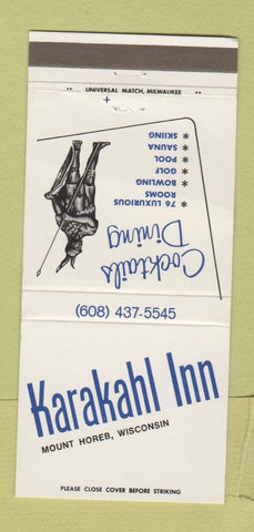 Matchbook Cover - Karakahl Inn Mount Horeb WI 30 Strike