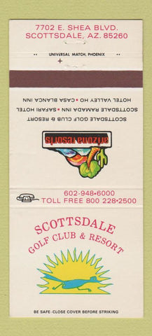 Matchbook Cover - Scottsdale Golf Club and Resort AZ 30 Strike