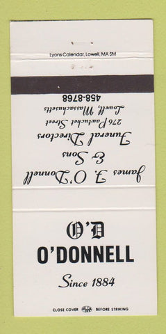 Matchbook Cover - OD O'Donnell Funeral Home Lowell MA 30 Strike
