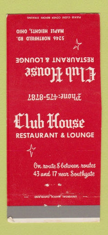 Matchbook Cover - Club House Restaurant Lounge Maple Heights OH 30 Strike