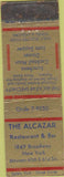 Matchbook Cover - Alcazar Restaurant New York City Safety First WORN