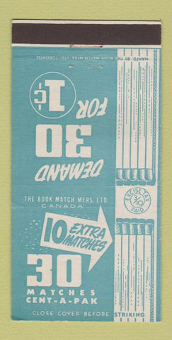 Matchbook Cover - Book Match Manufacturers Canada 30 Strike