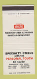 Matchbook Cover - Specialty Steels Cyclops Bill Gowder Springfield NJ 30 Strike