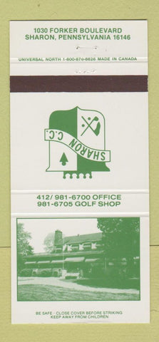 Matchbook Cover - Sharon Country Club Sharon PA 30 Strike