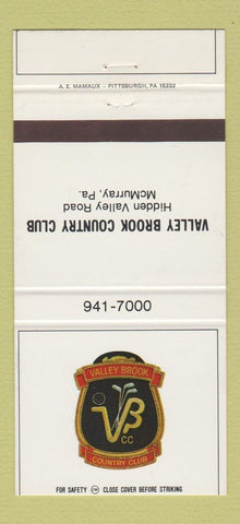 Matchbook Cover - Valley Brook Country Club McMurray PA 30 Strike