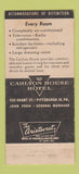 Matchbook Cover - Carlton House Hotel Pittsburgh PA 30 Strike
