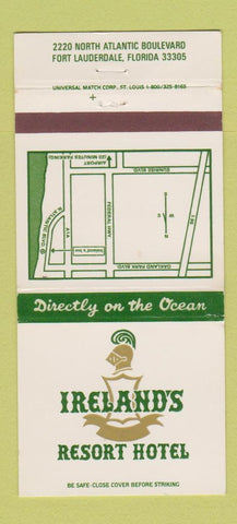 Matchbook Cover - Ireland's Resort Hotel Fort Lauderdale FL 30 Strike