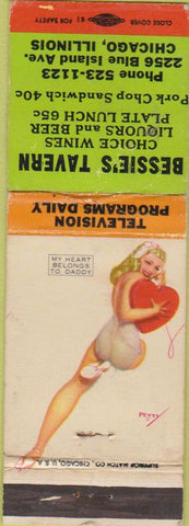 Matchbook Cover - Bessie's Tavern Chicago IL pinup WEAR
