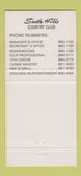 Matchbook Cover - South HIlls Country Club Pittsburgh PA  30 Strike