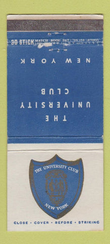 Matchbook Cover - University Club of New York City WEAR 30 Stick