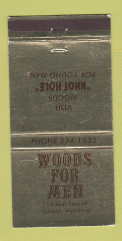 Matchbook Cover - Woods For Men Casper WY clothes? 30 Strike