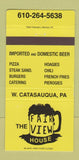 Matchbook Cover - Fair View House West Catasauqua PA 30 Strike