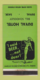 Matchbook Cover - Duval Hotel SK girlie Bill Schooley 30 Strike