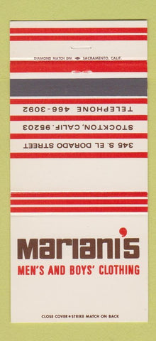 Matchbook Cover - Mariani's Men's Clothes Stockton CA 30 Strike