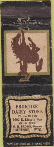 Matchbook Cover - Frontier Dairy Store Cheyenne WY cowboy WEAR