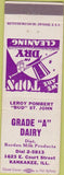 Matchbook Cover - Grade A Dairy Borden Milk Kankakee IL
