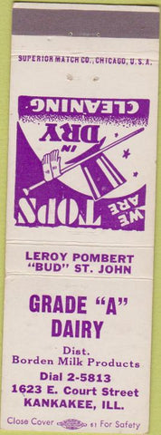 Matchbook Cover - Grade A Dairy Borden Milk Kankakee IL