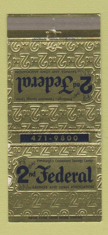 Matchbook Cover - 2nd Federal Savings and Loan Pittsburgh PA 30 Strike