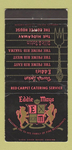 Matchbook Cover - Eddie Mays Restaurants Portland Beaverton OR WEAR 30 Strike